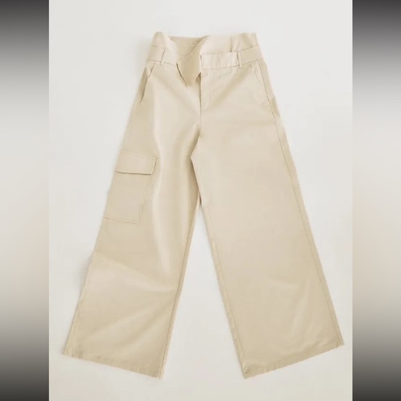 Zara Women's High Waist Belted Gabardine Fabric Pants - Picture 2 of 10